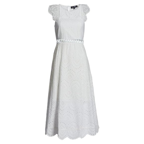 SAM EDELMAN Midi Dress White Lace Eyelet NWT 12 - Picture 4 of 10